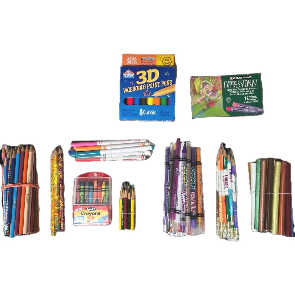 GIANT Assortment of Crayola Pencils Markers Kids Crayons Art Supplies Paint Pens